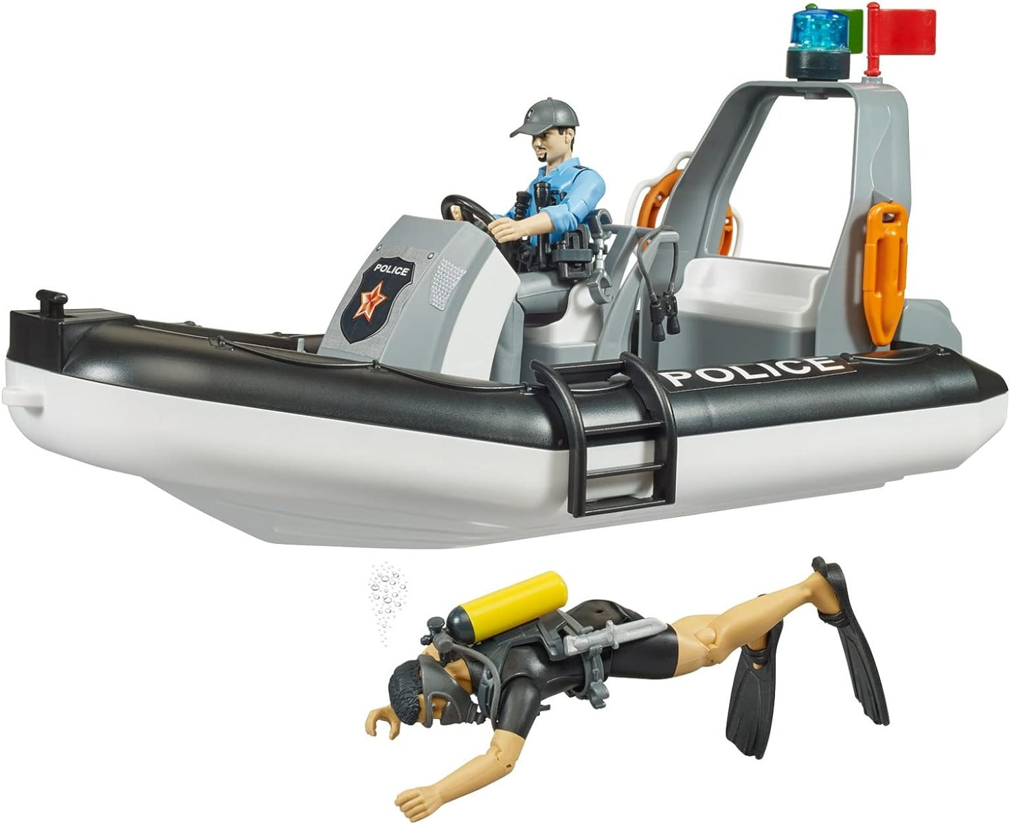 Bruder Police Boat with Rotating Beacon Light 62733