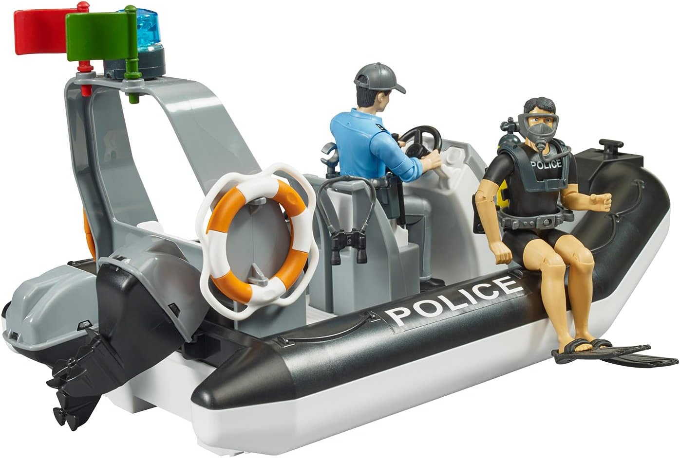 Bruder Police Boat with Rotating Beacon Light 62733