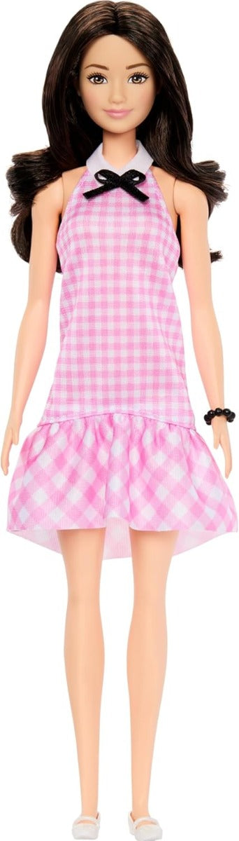 Barbie Fashionistas Doll With Black Hair And Pink Gingham Dress & Accessories