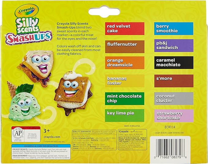 Crayola Silly Scents Smash Ups Wedge Tip Scented Markers 12pk CY58-8279