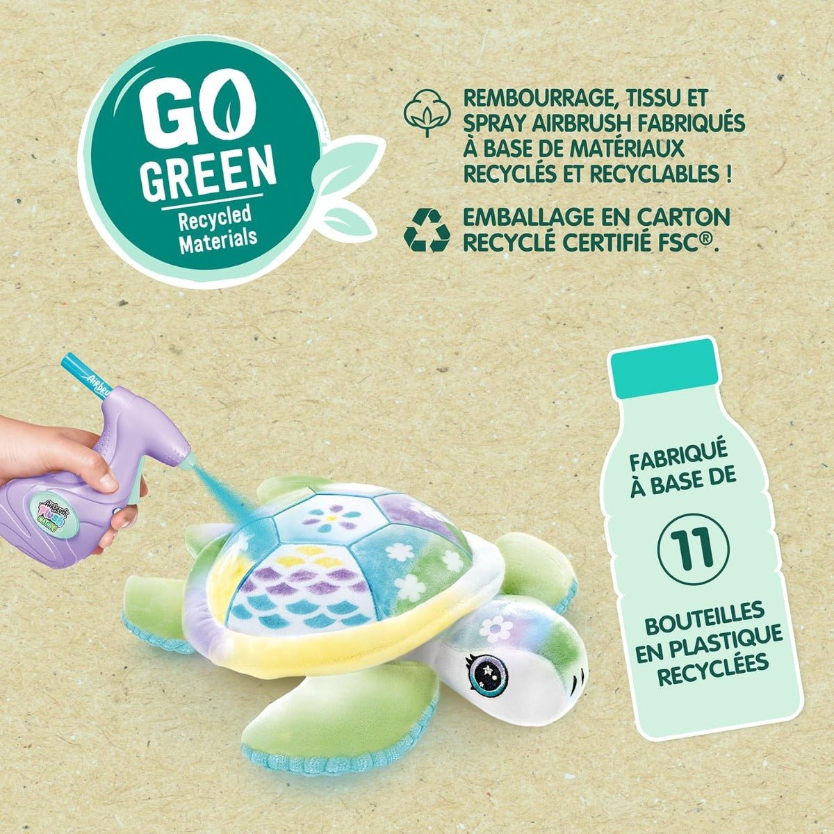 Airbrush Plush Nature - Green Turtle OFG280 - Colorland Toys