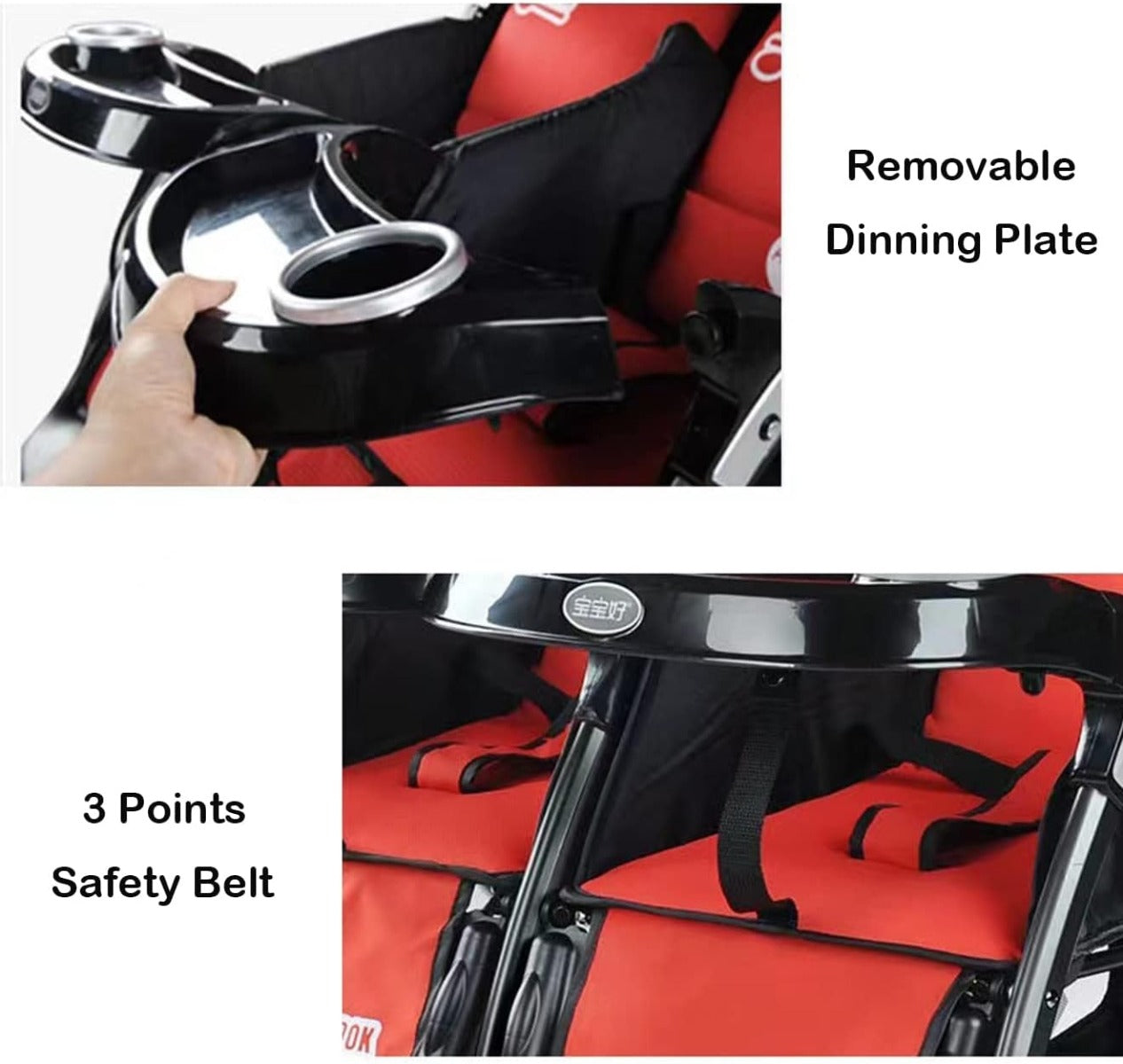 Baobaohao Twin Stroller Red 703A/S3938
