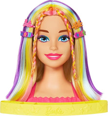 Barbie Totally Hair Neon Rainbow Deluxe Styling Head HMD78 - Colorland Toys