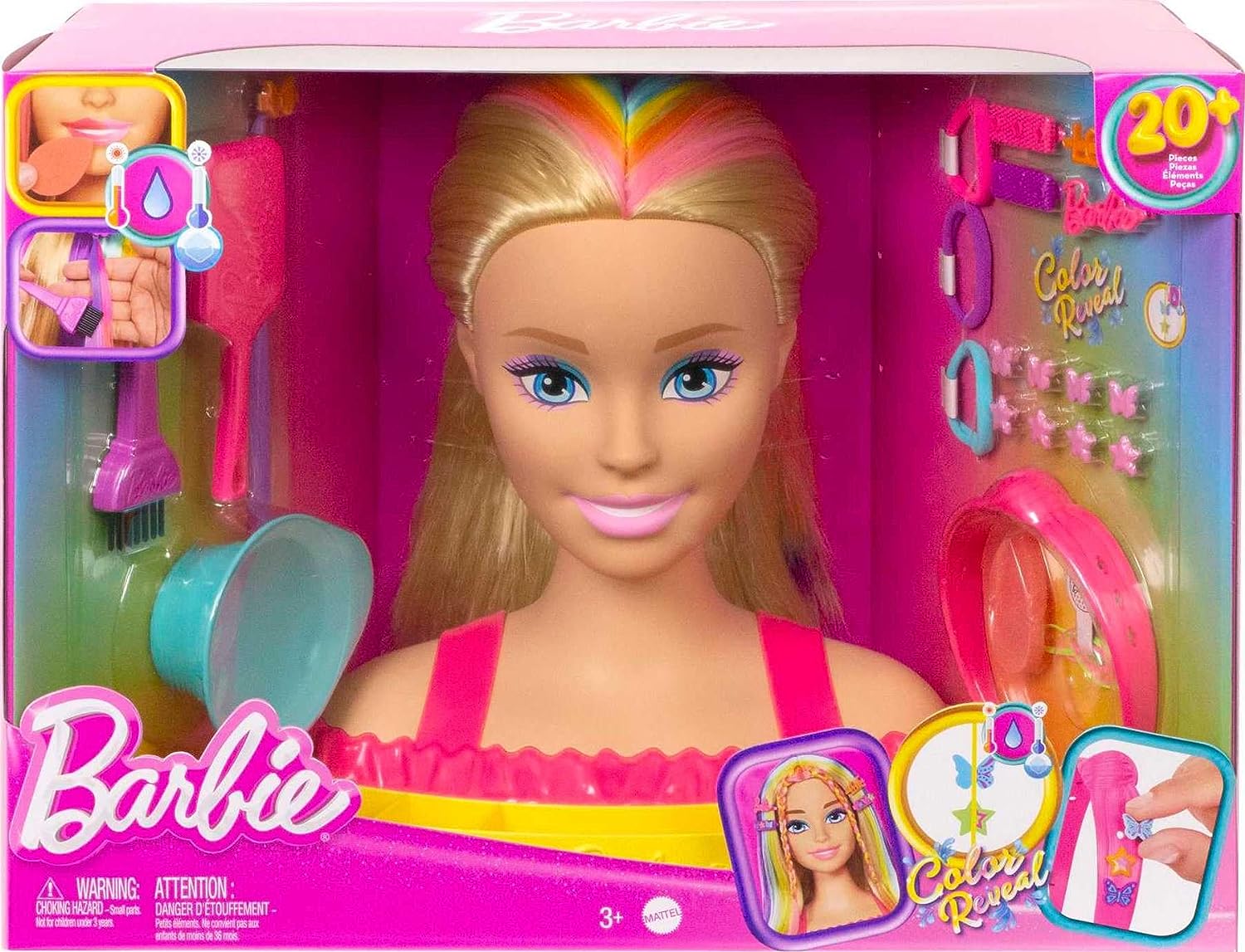 Barbie Totally Hair Neon Rainbow Deluxe Styling Head HMD78 - Colorland Toys