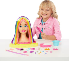 Barbie Totally Hair Neon Rainbow Deluxe Styling Head HMD78 - Colorland Toys