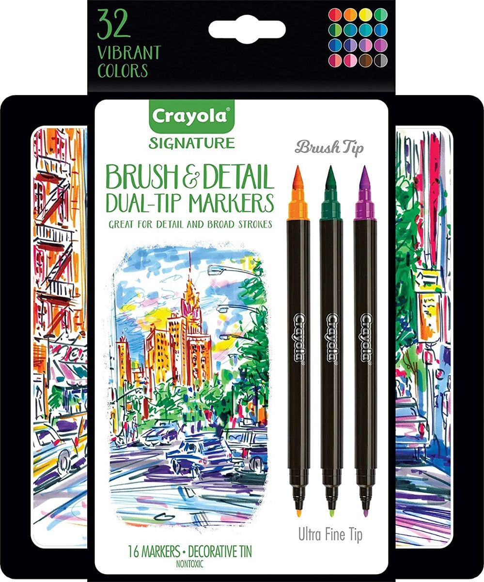 Crayola Signature Brush & Detail Dual-tip Markers 32colors 16ct CY58-6501