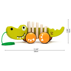 Hape Walk-A-Long Crocodile Wooden Push & Pull Toy - Colorland Toys