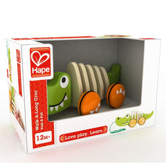 Hape Walk-A-Long Crocodile Wooden Push & Pull Toy - Colorland Toys