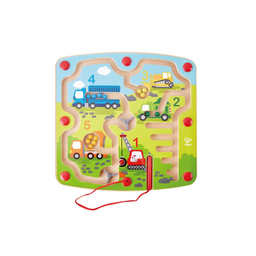 Hape Construction & Number Wooden Magnetic Ball Maze w/ Wand