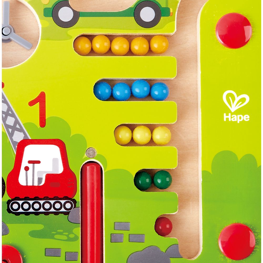 Hape Construction & Number Wooden Magnetic Ball Maze w/ Wand