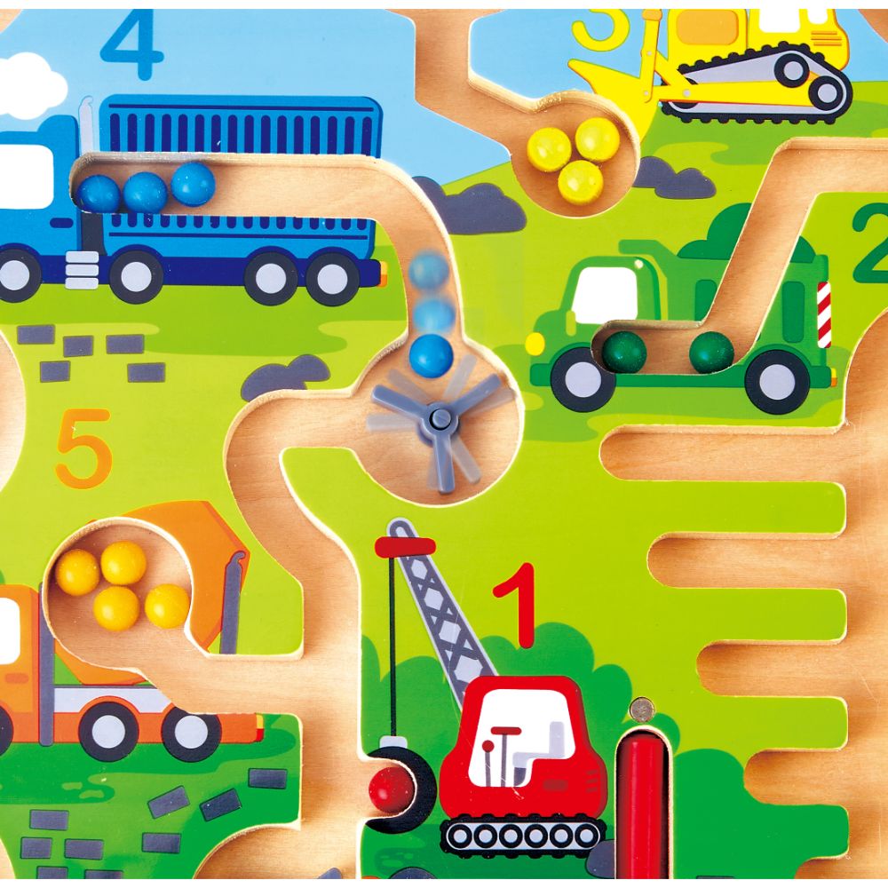 Hape Construction & Number Wooden Magnetic Ball Maze w/ Wand