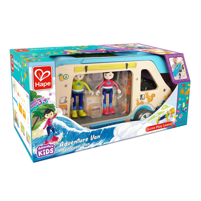 Hape Adventure Wooden Van Playset - 23pcs - Colorland Toys