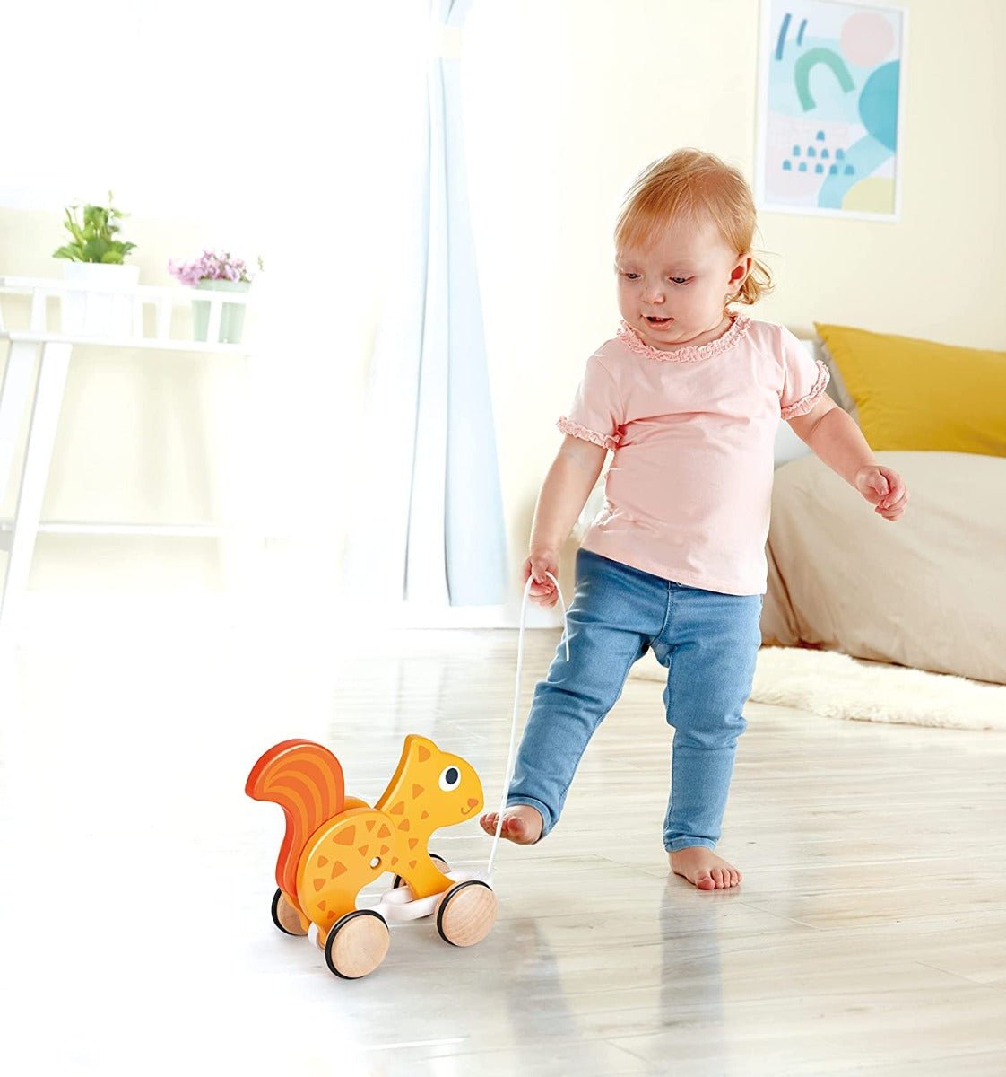 Hape Push and Pull Squirrel Wooden Pull Along Toy - Colorland Toys