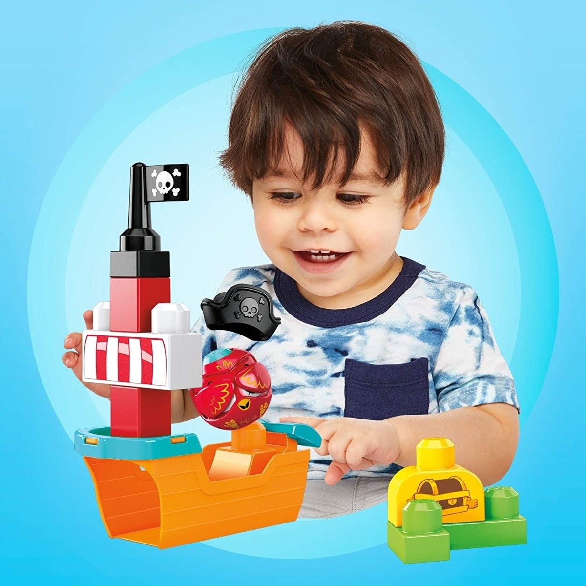 Mega Bloks Peek A Blocks Pirate Ship 11pcs GRV34 - Colorland Toys