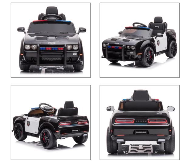 Ride On Dodge Challenger SRT Police Car 12V/2M Black - Colorland Toys