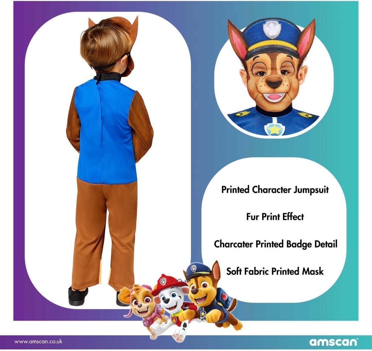 Rubies Paw Patrol Chase Costume 3 - 4 9909117 - Colorland Toys