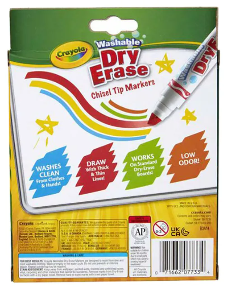 Crayola Wedge Tip Dry-Erase Washable Markers 10ct CY58-7733