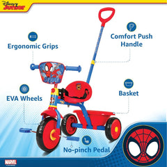 Spartan Marvel Spiderman Tricycle with Pushbar SP - 5013 - Colorland Toys