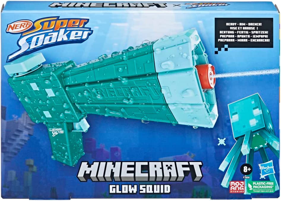 Nerf Super Soaker Minecraft Glow Squid Water Blaster F7600