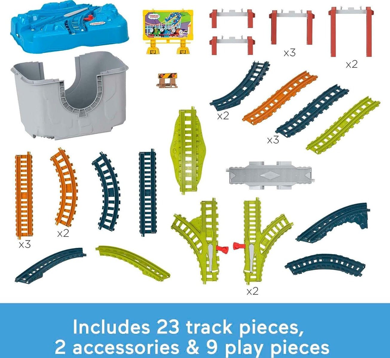 Thomas & Friends Toy Train Tracks Set, Connect & Build Bucket, 34 - Piece Expansion Pack for Diecast & Motorized Trains - Colorland Toys