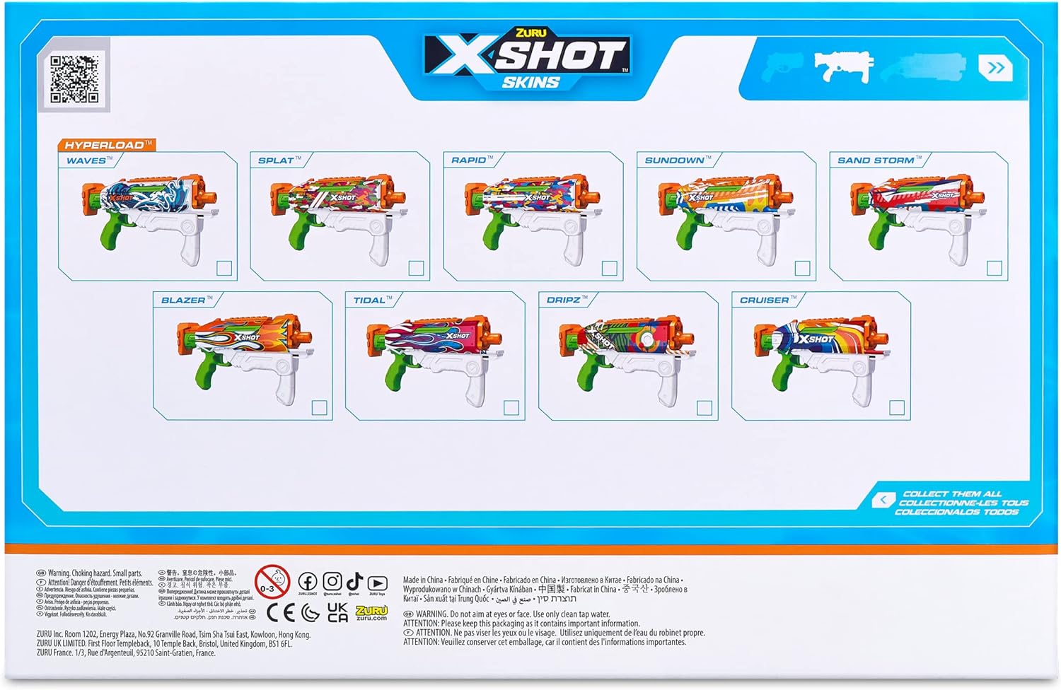 X - Shot Hyperload Water Fast - Fill Skins Waves XS - 11854A - Colorland Toys