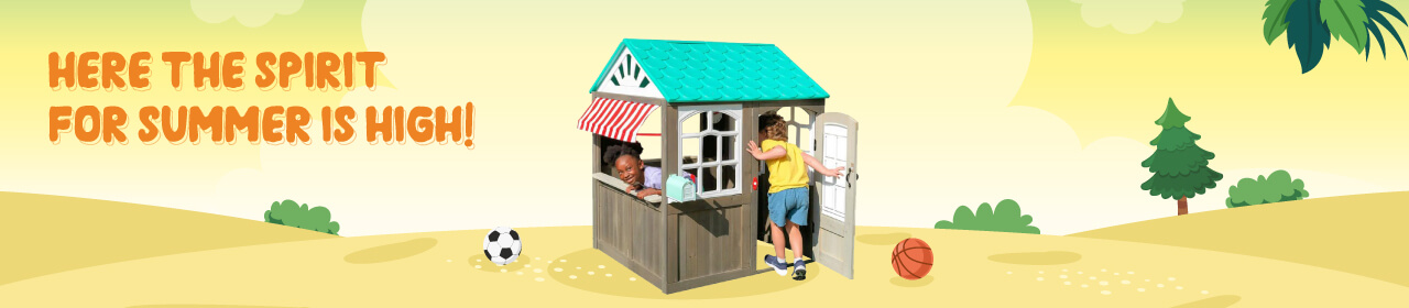outdoor playhouse with slide for kids